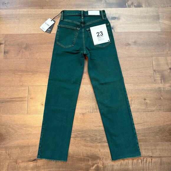 RE/DONE Womens Originals 70’s Ultra High Rise Stove Pipe Jeans size 23 Green NWT - Picture 4 of 4